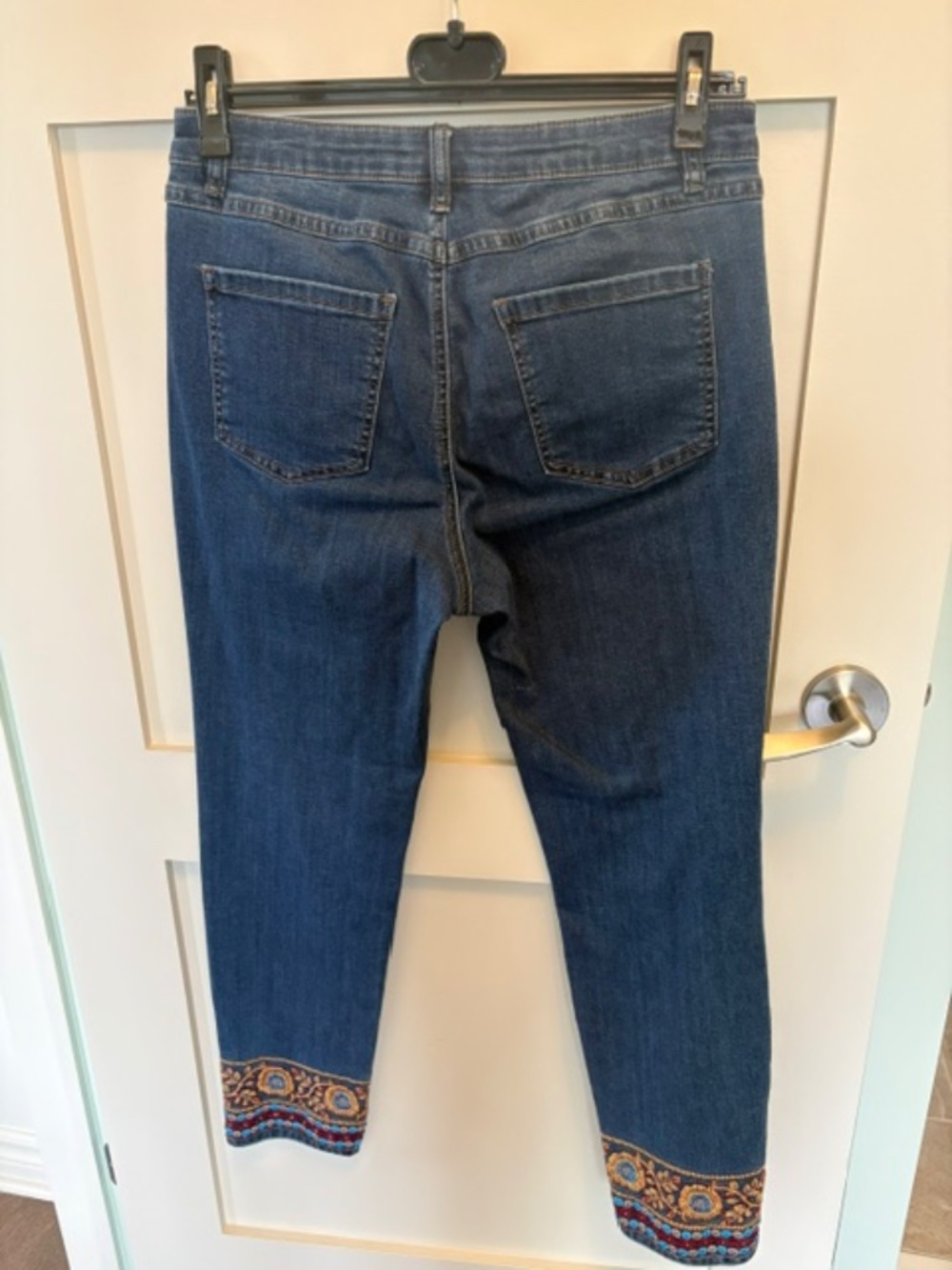 FDJ French Dressing Jeans Olivia sz 10 blue denim 28 in inseam deco embroidery - Picture 10 of 15